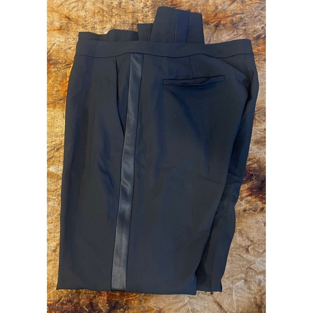 Lauren Ralph Lauren Black Wool Blend Tuxedo Dress Pants Satin Stripe Size 12 - Picture 3 of 16